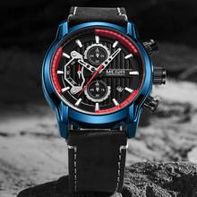 MEGIR мужские часы с хронографом Роскошные Кварцевые часы мужские военные спортивные водонепроницаемые наручные часы Relogios Masculino часы синие 2104 2024 - купить недорого