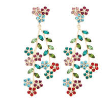 New Multicolors Rhinestone Flowers Dangle Earrings Women Fashion Jewelry Hot Sale Bohemian Girls' Statement Earrings Accessories 2024 - buy cheap