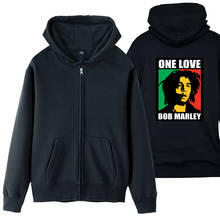 Bob Marley One Love Mellow Mood Cigarette Smoking Black White Silhouett Man Boy Coat Full Zip Hoodie Fleece Hooded Jacket ZIIART 2024 - buy cheap