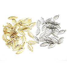 100pcs/lot 5.5x13mm Stainless Steel Hollow Out Leaves Charms Gold Color Tree Leaf Pendants for DIY Jewelry Making Findings 2024 - buy cheap