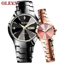 Olevs-relógio de pulso de luxo feminino e masculino, de aço inoxidável, quartzo, moda social 2024 - compre barato