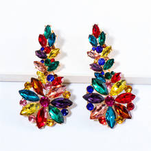 New Metal Colorful Rhinestone Earrings High-quality Crystal Dangle Long Drop Earring Jewelry Accessories For Women Wholesale 2024 - buy cheap
