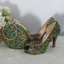 BaoYaFang Open Toe Multicolored Crystal Party Dress Wedding shoes Women Bridal Platform Shoes Woman Ladies Female Pumps Fish Toe 2024 - buy cheap