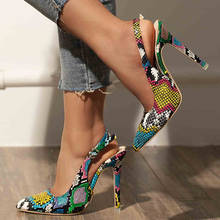 Zapatos de tacón de piel de serpiente para mujer, calzado de tacón alto Sexy, antideslizante, punta estrecha, talla grande 36-41 2024 - compra barato