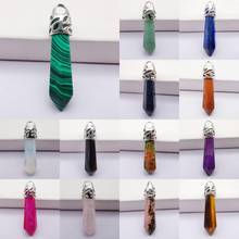 8x38MM Lapis/Green Aventurine/Sandstone/Crystal/Unakite Epidote/Tigereye/Opal/Carnelian Stone GEM Pillar Pendant Jewelry 1 PCS 2024 - buy cheap