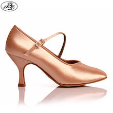 BD Dance Women Standard Shoes 138 ClASSIC Fresh Tan Satin High Heel Ladies Ballroom Dance Shoes Soft Outsole Modern Dance 2024 - buy cheap