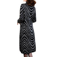 Fashion autumn winter knit dress 2019 women Plus size turtleneck elegant dresses loose long sleeve stripe pullover sweaters G736 2024 - buy cheap