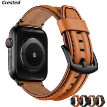 Genuine Leather strap for Apple Watch Band 44mm 40mm 42mm 38mm Double keel watchband belt bracelet iWatch series 5 4 3 se 6 band 2024 - buy cheap