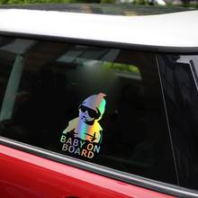 Car Sticker BABY ON BOARD Funny Reflective Sunglasses Child Stickers and Decals Vinyl Car Styling 14*9CM 2024 - buy cheap