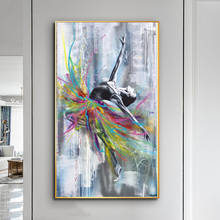 Pintura de balé para parede, balé, menina, grafite, arte, tela, pôsteres, impressões abstratas, dança, bailarina, arte, imagem, decoração de casa 2024 - compre barato