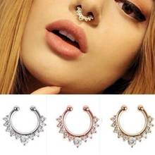 Nose Hoop Rings Nose Earring Women Nose Rings Crystal Fake Nose Ring Septum Piercing Hanger Clip On Body Jewelry 2024 - buy cheap