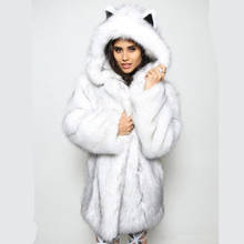 2019 Large Size New Fashion Winter Coat Women Coat Imitation Fox Fur Hooded with Ears In The Long Coat Women Imitation Fur Coat 2024 - buy cheap