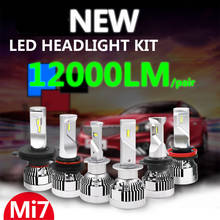 Lâmpada automotiva, 2 peças, 12000lm, h7, led, h1, h4, h11, h8, 9005, 9006, h10, 9012, zes, 6500k, sem ruído 2024 - compre barato