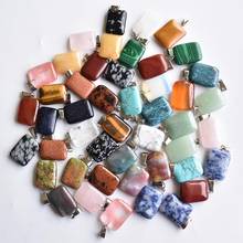 Fashion assorted natural stone rectangle shape charms Pendants for jewelry accessories marking 50pcs/lot Wholesale free shipping 2024 - buy cheap