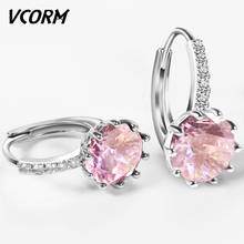 VCORM Small Silver Color Crystal Earrings Fashion Geometric Wedding Party Cubic Zirconia Tiny Stud Earrings for Women Jewelry 2024 - buy cheap