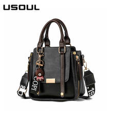 USOUL Vintage Women Leather Handbags Brown Bear Zipper Women Bags Designer Bucket Bag Fashion Brand Tassel Female Crossbody Bag 2024 - buy cheap