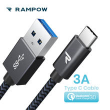 RAMPOW USB Type C Cable for Samsung Galaxy S9/S8, QC3.0 Fast Charging USB C Cable, 5Gbps Fast Sync USB Cable for Huawei P20 2024 - buy cheap