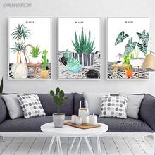 Green Plants Watercolor Drawing Modern Nordic Style Living Room Home Wall Art Decorations Canvas Painting Modular Print Posters 2024 - buy cheap
