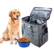 Bolso de hombro de viaje para mascotas, bolsa multifunción para transportar comida de perro, contenedor organizador con juego de cuencos plegables para senderismo y Camping 2024 - compra barato