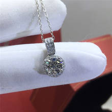 Collar con colgante de moissanita redonda, cadena de plata 925, 2 quilates, Diamante de corte excelente, probado, Color D 2024 - compra barato