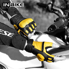 Inbike 2021 luvas de couro de cabra para motocicleta, luvas masculinas de meio dedo para esporte motocicleta mtb bicicleta motocross 2024 - compre barato