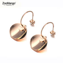 ZooMango New Titanium Steel Geometric Double Circle Disc Earrings For Women Bohemia Rose Gold Color Hyperbole Earrings ZE19203 2024 - buy cheap