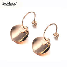 ZooMango-pendientes geométricos de acero de titanio para mujer, aretes de doble círculo de disco para mujer, joyería Bohemia de hipérbola de oro rosa ZE19203 2024 - compra barato