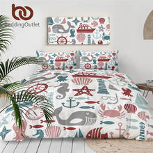 Conjunto de cama macaquinho ícones desenho animado, roupas de cama para meninos com desenho de animal baleia e edredom da vida marinha 2024 - compre barato