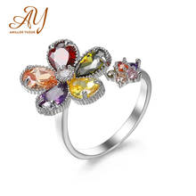 Anillos yuzukturmalina vintage, anel flores elegantes multicoloridas em prata esterlina 925 para mulheres 2024 - compre barato