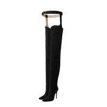 Mkkhou moda hip boots feminino 2020 novo inverno pontudo elástico super botas 12 cm salto alto sapatos de dança pólo feminino 37-47 2024 - compre barato