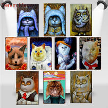 Adesivos de estanho de metal, animais vintage, gato, ladys, coruja, shmateriais, chique, adesivos de parede, mr, gato, cozinha, casa, bar, pub, clube, arte, decoração wy88 2024 - compre barato