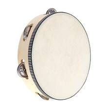 8 Inch Musical Tambourine Hand Held Wooden Ring Sheepskin Drum Bell Orff Instrument Educational Musical Toys for KTV Party Kids 2024 - buy cheap