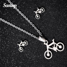 Sasusp conjunto de jóias de bicicleta, conjunto de joias de aço inoxidável punk para homens, brincos e colar para mulheres, jóias de rua pop 2024 - compre barato