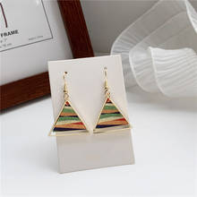 Vintage Geometric Triangle Contrast Color Graffiti Drop Earrings Colored Pyramid Pendent Earring for Women Girl Ear Jewelry Gift 2024 - buy cheap