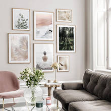Póster abstracto nórdico, pintura en lienzo de bosque, paisaje marino, imágenes artísticas de pared para sala de estar, impresiones decorativas modernas para el hogar 2024 - compra barato