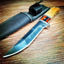 Прямой нож с деревянной ручкой, лезвие из нержавеющей стали, острый и прочный, Походный нож для выживания, охотничий нож в джунглях 2024 - купить недорого