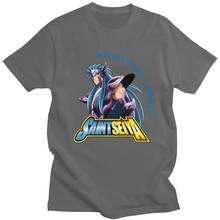 Camiseta masculina clássica camus saint seiya, camiseta de algodão macia com mangas curtas para o verão, cavaleiros do zodíaco, anime 2024 - compre barato