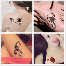 Tatuagem temporária adesivos à prova dwaterproof água para halloween falso tatuagem terror aranha e scorpions arte corpo braço para mulher e homem 2024 - compre barato