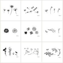 Wyuen 9 шт./лот, новый дизайн, серия цветов, поддельные татуировки в виде листьев, растение, временная рука, татуировки для женщин, боди-арт, татуировки, JY-013 2024 - купить недорого