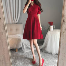 2020 New Summer Ladies V-neck Office Woman Slim Elegant Dress Women Plus Size Red Banquet Dress M-4XL 2024 - buy cheap