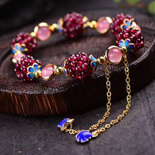 Light Yellow Gold Color Garnet Stone Beads Link Chain Bracelet for Women with Many Style Crystal Jewelry 2024 - buy cheap