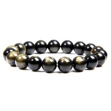 Natural Gold Obsidian Bracelet Men Fashion Jewelry 6 mm 8 mm 10 mm 12 mm Polished Round Stone Beads Bracelet For Women Couples 2024 - buy cheap