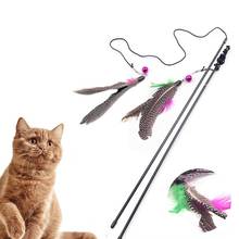 1Pc Cat Interactive Toy Stick Feather Wand With Small Bell Mouse Cage Toys Plastic Artificial Colorful Cat Teaser Toy Supplies 2024 - купить недорого