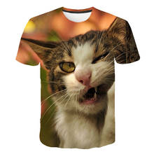 Camiseta con estampado 3D de gato para niños, camiseta colorida para adolescentes, camisetas de manga corta pequeñas y frescas con cuello redondo para bebés, novedad de verano de 2021 2024 - compra barato