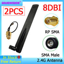 2 uds 2,4 Ghz Antena Wifi 8dbi SMA macho Omni-direccional 2,4 ghz mucho antenne Router wi-fi Antena + 21cm RP-SMA hombre Cable Pigtail 2024 - compra barato