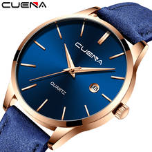 CUENA Fashion Watches Men Top Brand Luxury Blue Business Date Wristwatch Casual Leather Quartz Watch man Relogio Masculino 2024 - buy cheap