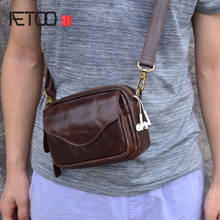 AETOO New Fashion Cowhide Man Messenger Bags Genuine Leather Male Cross Body Bag Casual Men small Bag 2024 - купить недорого