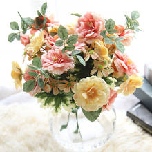 Flores falsas híbridas Rosa Camelia DIY fiesta decoración seda flores artificiales ramo boda Festival suministros decoración del hogar 2024 - compra barato