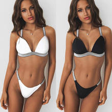 Bikini de cintura alta para mujer, traje de baño con Push-Up, conjunto de Bikini Halter, bañador, ropa de playa, color blanco y negro, 2021 2024 - compra barato
