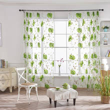 Curtain 1PCS Vines Leaves Tulle Door Window Curtain Drape Panel Sheer Scarf Valances Living Room Home Decor Sheer Voile Valances 2024 - buy cheap